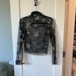 Lirika Matoshi Black Star Embellished Sheer Top